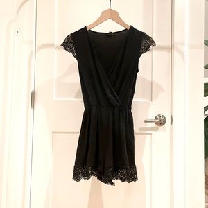Black Topshop Wrap Lace Romper